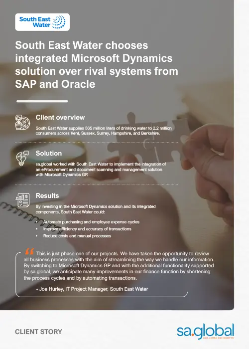 Learn how UK-based South East Water benefited from Microsoft Dynamics integration