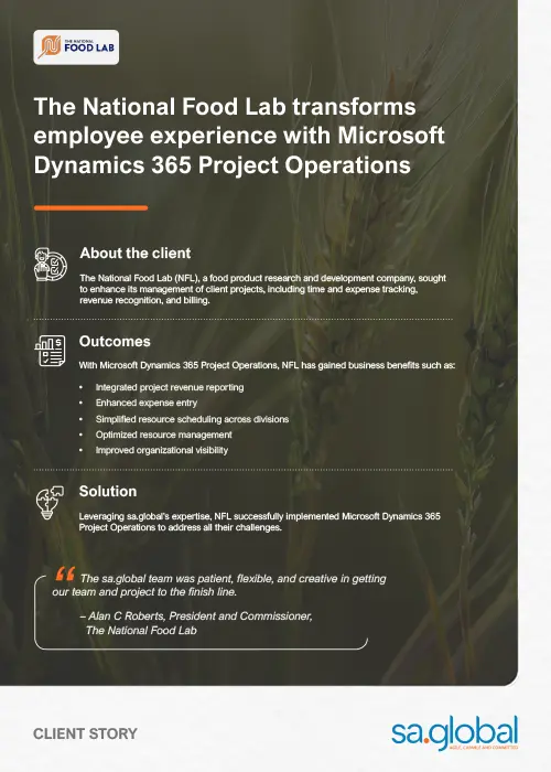 The National Food Lab transforms employee experience with Microsoft Dynamics 365 Project Operations